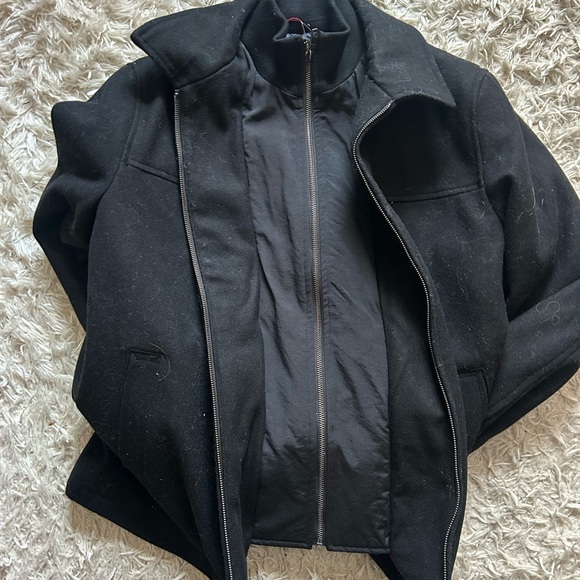 NWT Tommy Hilfiger Wool-Blend Zip-Up Coat, Sz M, Black - Picture 4 of 8